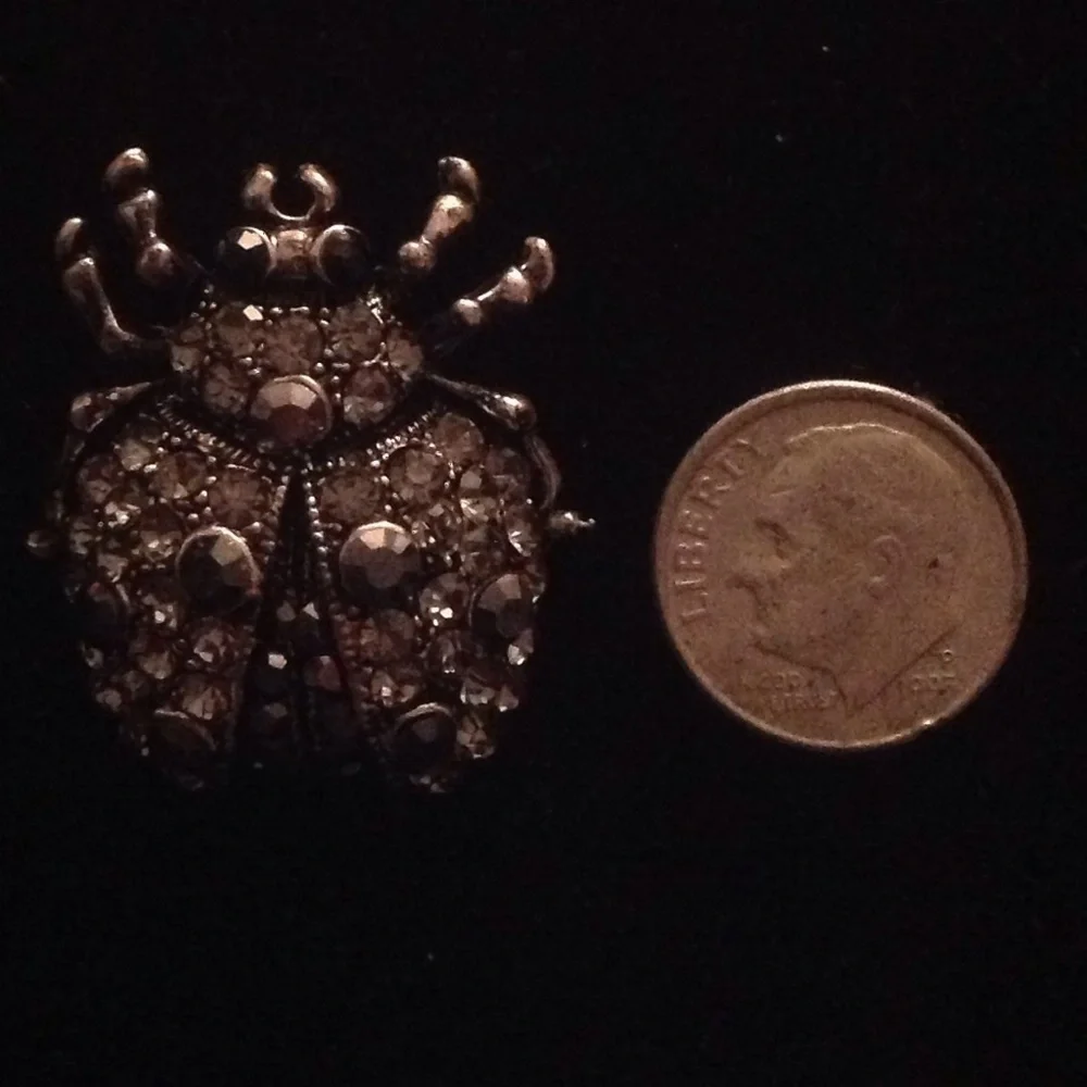 NWT On-trend Pave Gunmetal Beetle Brooch in Box